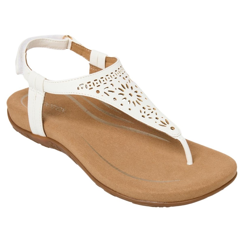 Aetrex Quinn Memory Foam Arch Support Adjustable Thong Sandal - 893-575 white